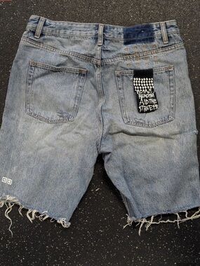 Ksubi Light Blue Distressed Denim Shorts